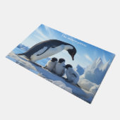 Paillasson Nom personnalisé Pingouins mignons (Incliné)