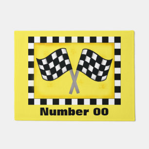 Paillasson Nombre fait sur commande de drapeau Checkered de