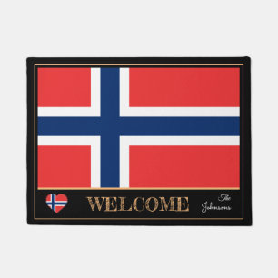 Paillasson Norvège et Norvège Pavillon de famille/sports Bi