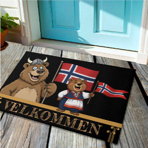 Paillasson Norvège Velkommen Mat, drapeau norvégien, Ours vik