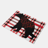 Paillasson Norwood Rustique Ours Noir Silhouette Sur Plaid (Incliné)