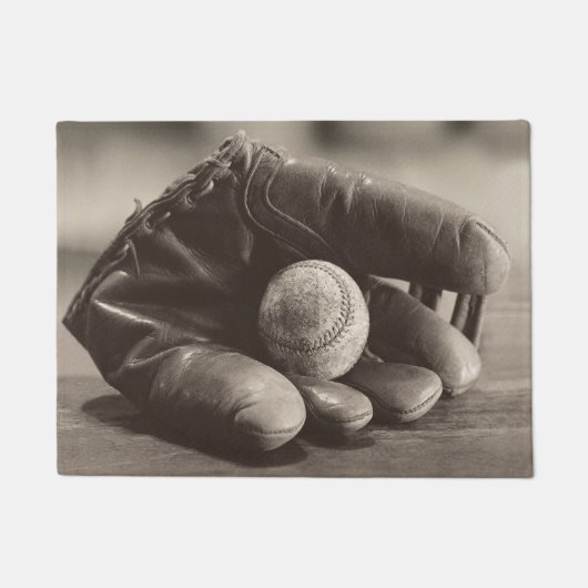 Paillasson Nostalgie du baseball - Mitt et Baseball (Devant)