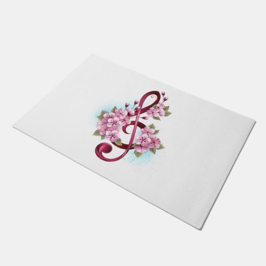 Paillasson Notes de clef musicale en treble avec des fleurs S (Incliné)
