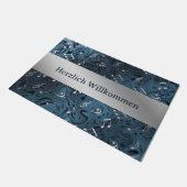 Paillasson notes élégantes de musique argentée dans le mat bl (Incliné)