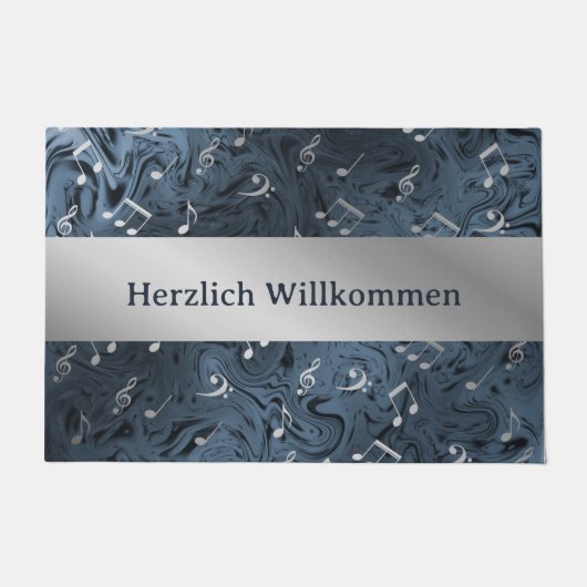 Paillasson notes élégantes de musique argentée dans le mat bl (Devant)