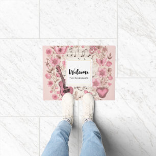 Paillasson Notes musicales et fleurs Style rétro Accueil