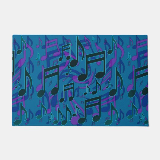 Paillasson Notes musicales Motif musical Bleu vert pourpre (Devant)
