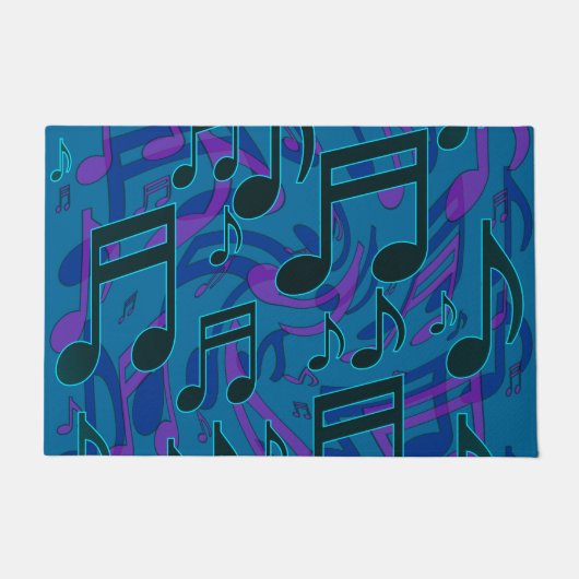 Paillasson Notes musicales Motif musical Bleu vert pourpre (Devant)