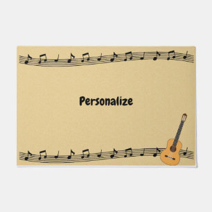 Paillasson Notes musicales sur Sheet Music & Guitar Personnal
