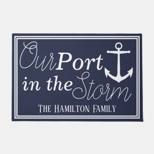 Paillasson Notre port dans la tempête Ancre blanche | Personn (Devant)