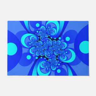 Paillasson Nuances de bleu Art fractal abstrait moderne