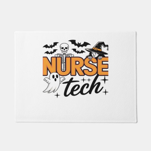 Paillasson Nurse Tech - Halloween - avec squelette, sorcière  (Devant)