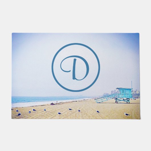 Paillasson Ocean beach photo côtière en gras monogramme moder (Devant)