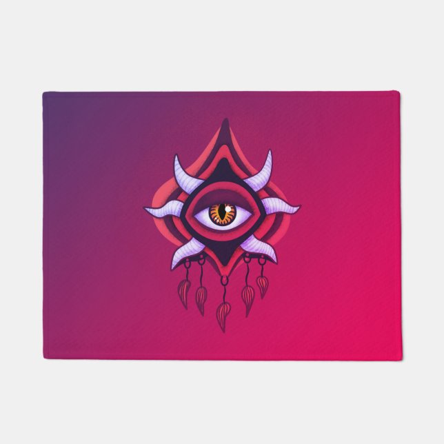 Paillasson Oeil Démon Violet - Art Occulte Gothique (Devant)