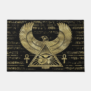 Paillasson Oeil égyptien de Horus - d'or et de noir de Wadje