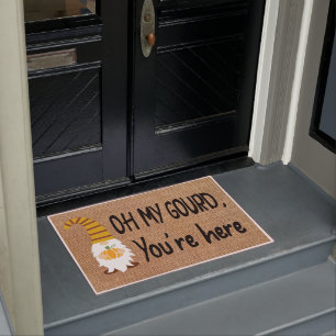 Paillasson Oh My Gourd, Vous êtes ici Gnome Welcome Automne