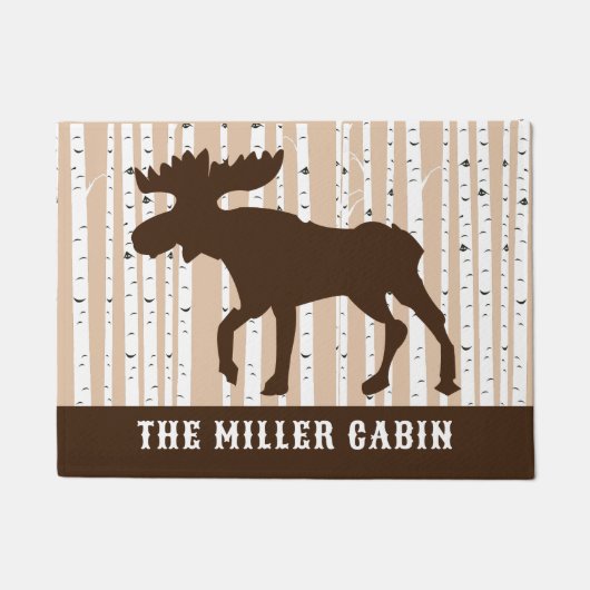 Paillasson Oie Elk Birch Trees Rustic Lodge Cabine (Devant)