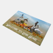 Paillasson Oie pèlerine et canards Action de grâces (Incliné)