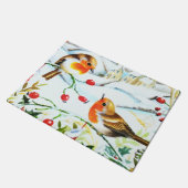 Paillasson Oiseau Robin Couple Winter Holly Noël (Incliné)