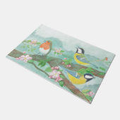 Paillasson Oiseaux chantant sur une branche d'arbre en fleurs (Incliné)
