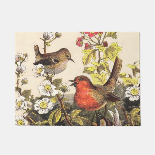 Paillasson Oiseaux de printemps Robin Oiseaux rouges (Devant)