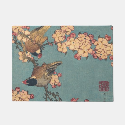 Paillasson Oiseaux Fleurs Hokusai Art Japonais (Devant)