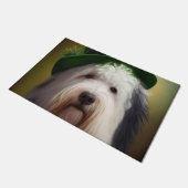 Paillasson Old English Sheepdog en tenue de la Saint-Patrick (Incliné)