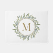 Paillasson Olive Branch Laurel Wreath Personnalisé Monogramme (Devant)