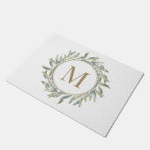 Paillasson Olive Branch Laurel Wreath Personnalisé Monogramme (Incliné)