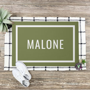 Paillasson Olive Green Nom de famille personnalisé mat de por