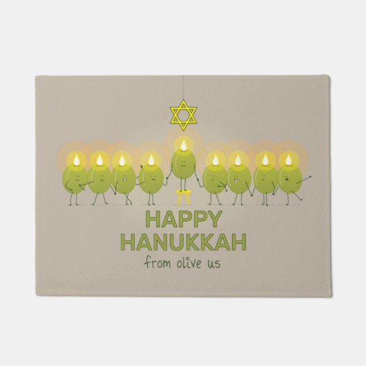 Paillasson Olive Hanoukka Menorah (Devant)