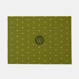 Paillasson Olive with Gold Accent Houndstooth Doormat