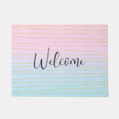 Paillasson Ombre bleu rose avec lignes or minces Bienvenue (Devant)