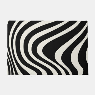 Paillasson Ondes de style rétro noir et blanc