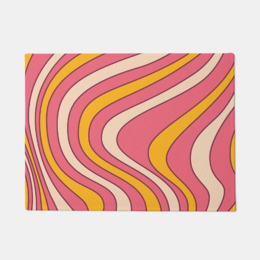 Paillasson Ondes de style rétro rose et orange (Devant)