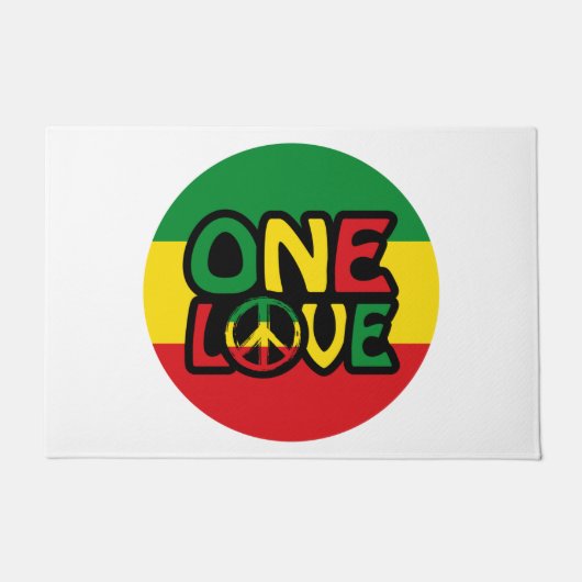 Paillasson One Love, Reggae design with reggae colors (Devant)
