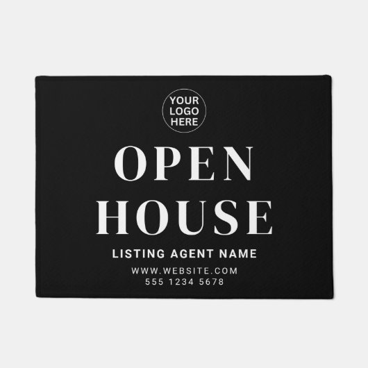 Paillasson Open House l Black & White Business Logo Bienvenue (Devant)