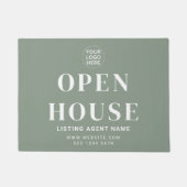 Paillasson Open House l Custom Sage Green Logo & Texte Bienve (Devant)