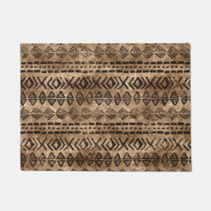 Paillasson Or antique et motif ethnique tribal noir