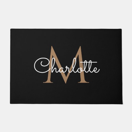 Paillasson Or Monogramme Élégant Script Féminin (Devant)