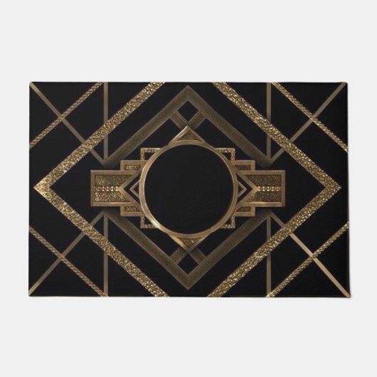 Paillasson or, noir, art déco, métallique, motif, cru, chi (Devant)