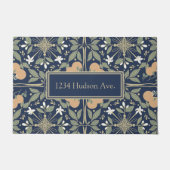 Paillasson Orange Blossoms Midnight Blue Pattern Address (Devant)