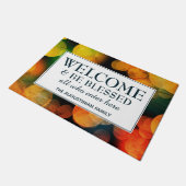 Paillasson Orange Bokeh ACCUEILLE ET SOYEZ BÉNÉFICIÉ (Incliné)