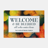 Paillasson Orange Bokeh ACCUEILLE ET SOYEZ BÉNÉFICIÉ (Devant)