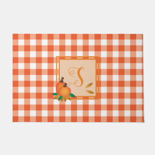 Paillasson Orange En vichy Motif Automne Monogram Doormat