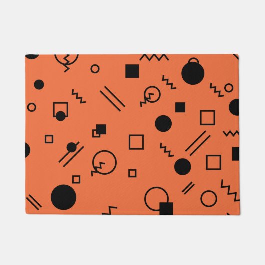 Paillasson Orange, fun, trendy, geometric Memphis graphic (Devant)