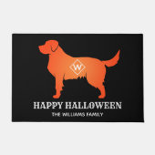 Paillasson Orange Golden Retriever Halloween heureux (Devant)