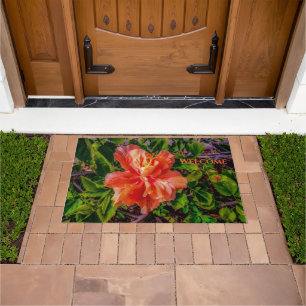 Paillasson Orange Hibiscus Beauté