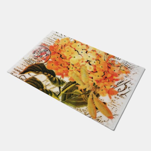 Paillasson Orange hydrangée et libellule (Incliné)