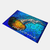 Paillasson Orange Jellyfish Blue Ocean Welcome Script Moderne (Incliné)